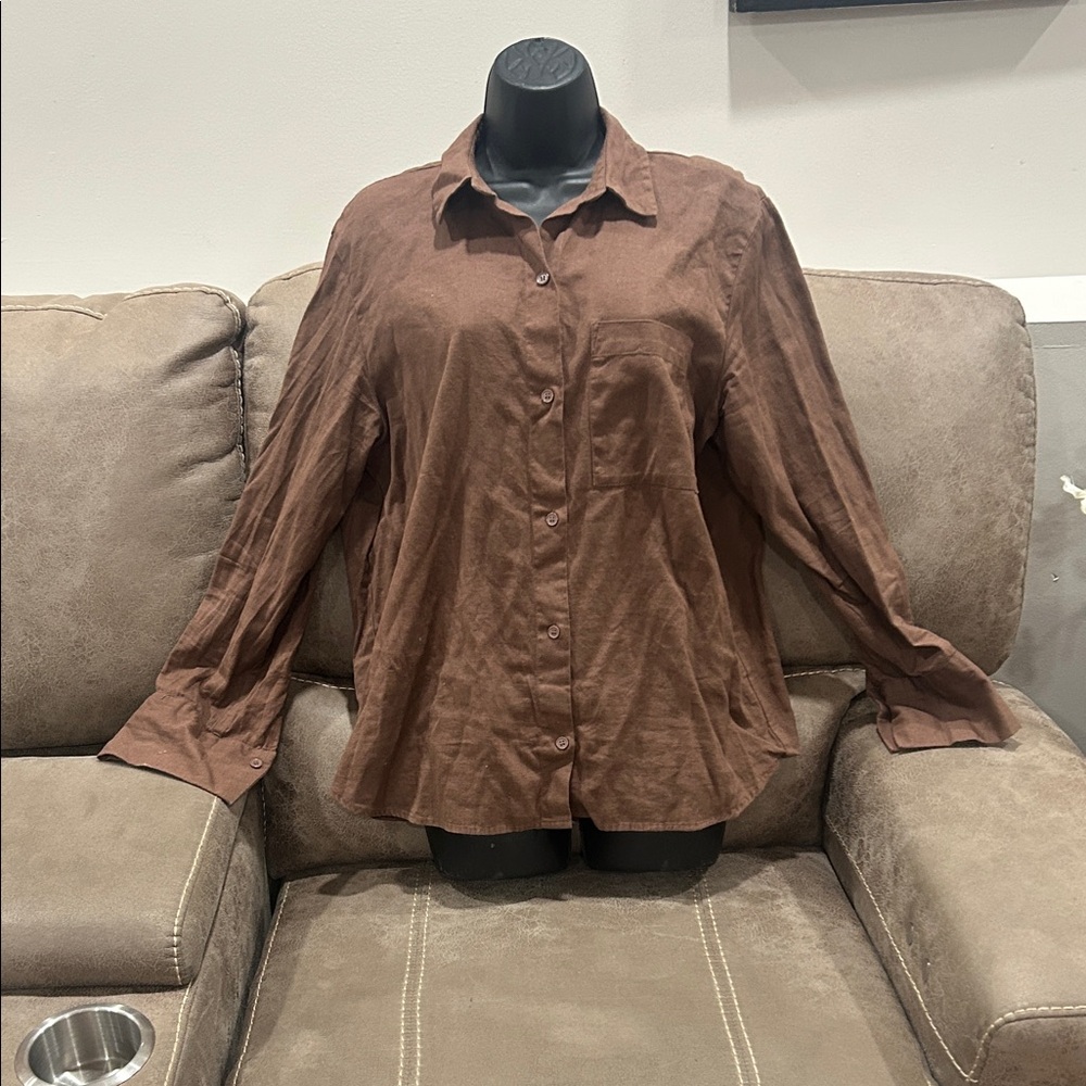 H&M Casual Brown Button Down Shirt new